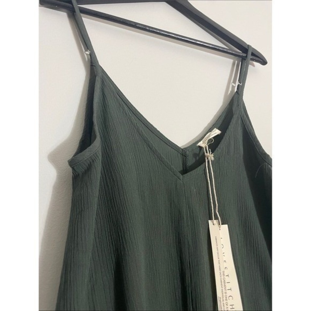 Lovestitch Maxi Dress Green Gauze Textured Adjustable Straps Small Boho Slip - Picture 4 of 15
